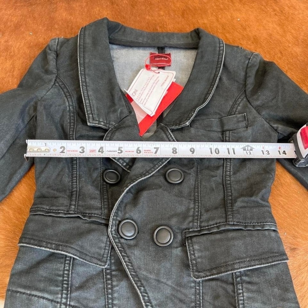 Vero Moda Vintage Y2K Goth Double Breasted Denim Jacket Extra Small Blue Cotton - Picture 5 of 6